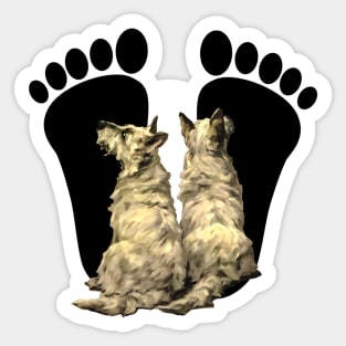 Puppies and the footprints: Where to? Sticker